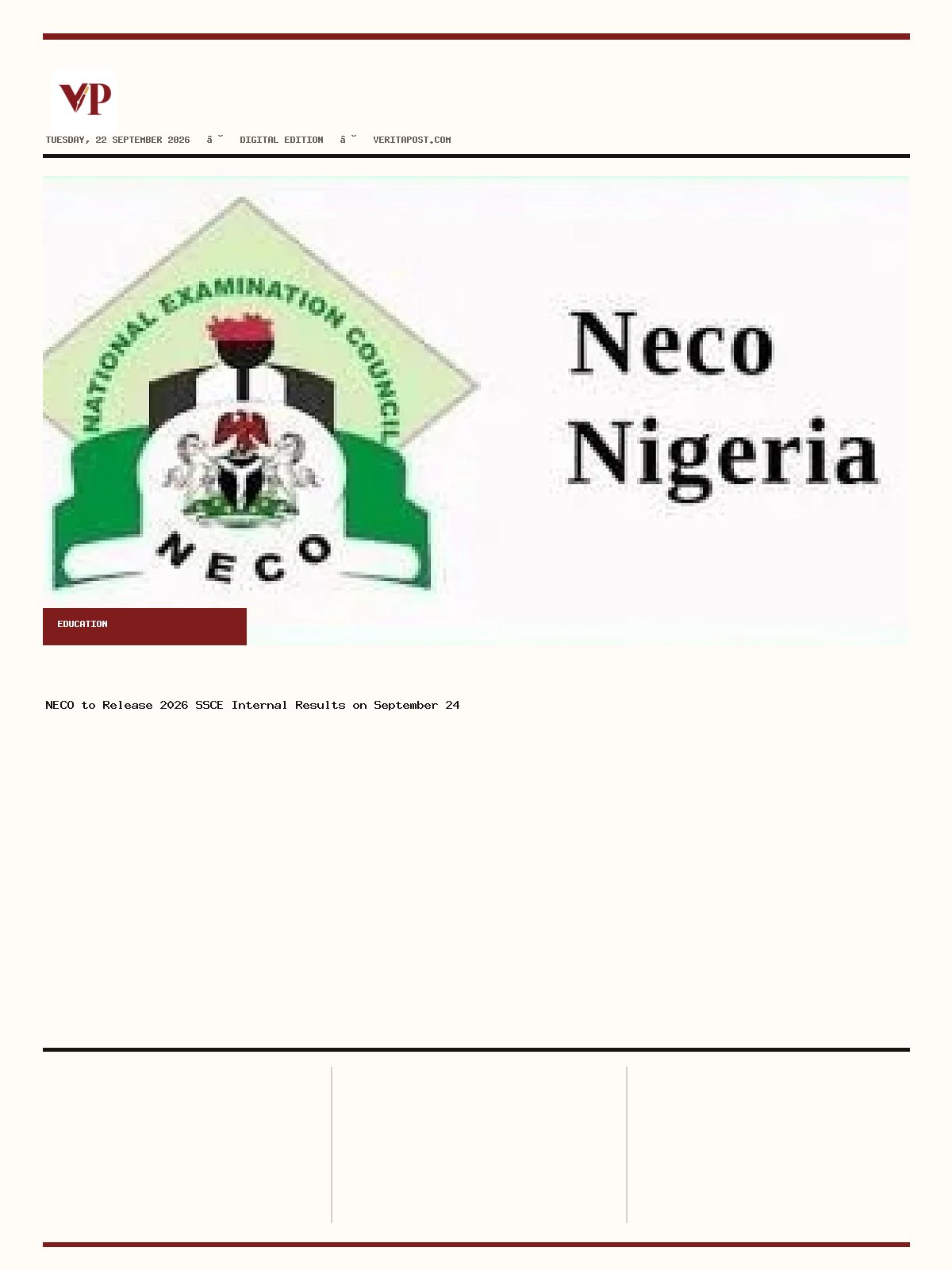 Generated front page of Verita Post E-Paper