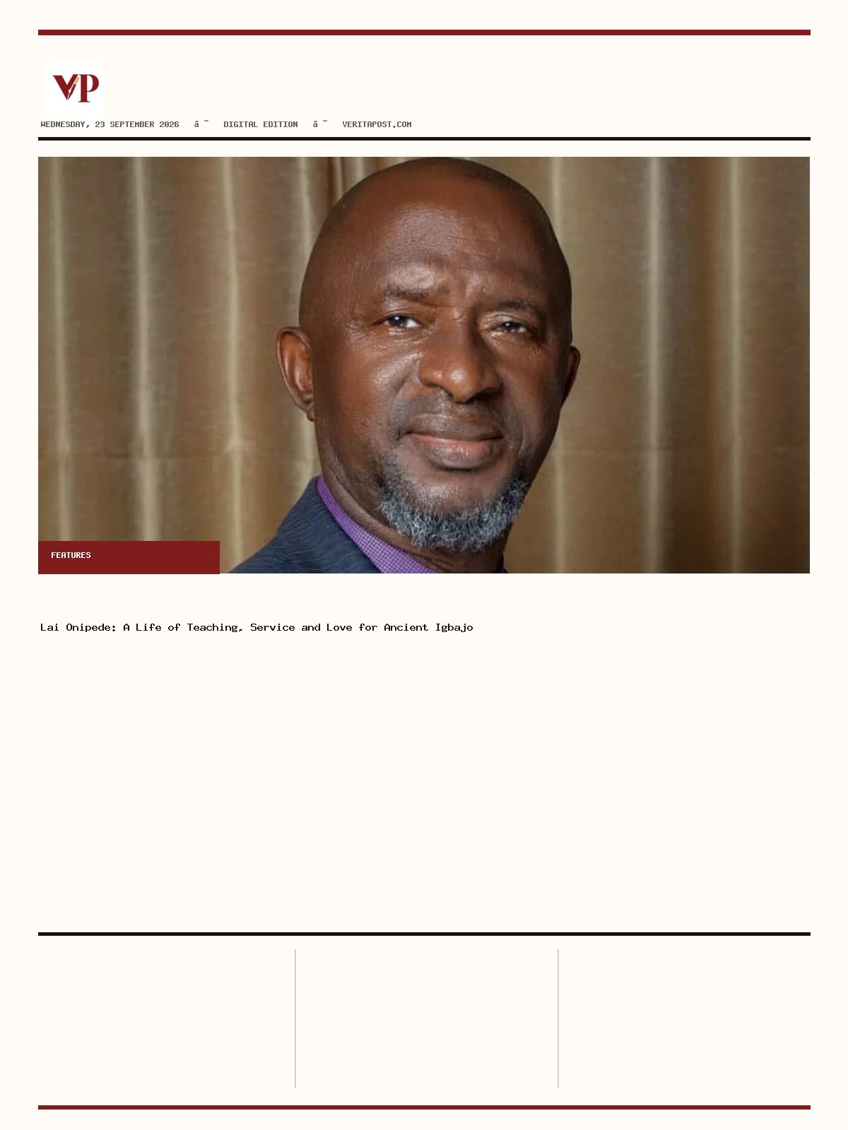 Generated front page of Verita Post E-Paper