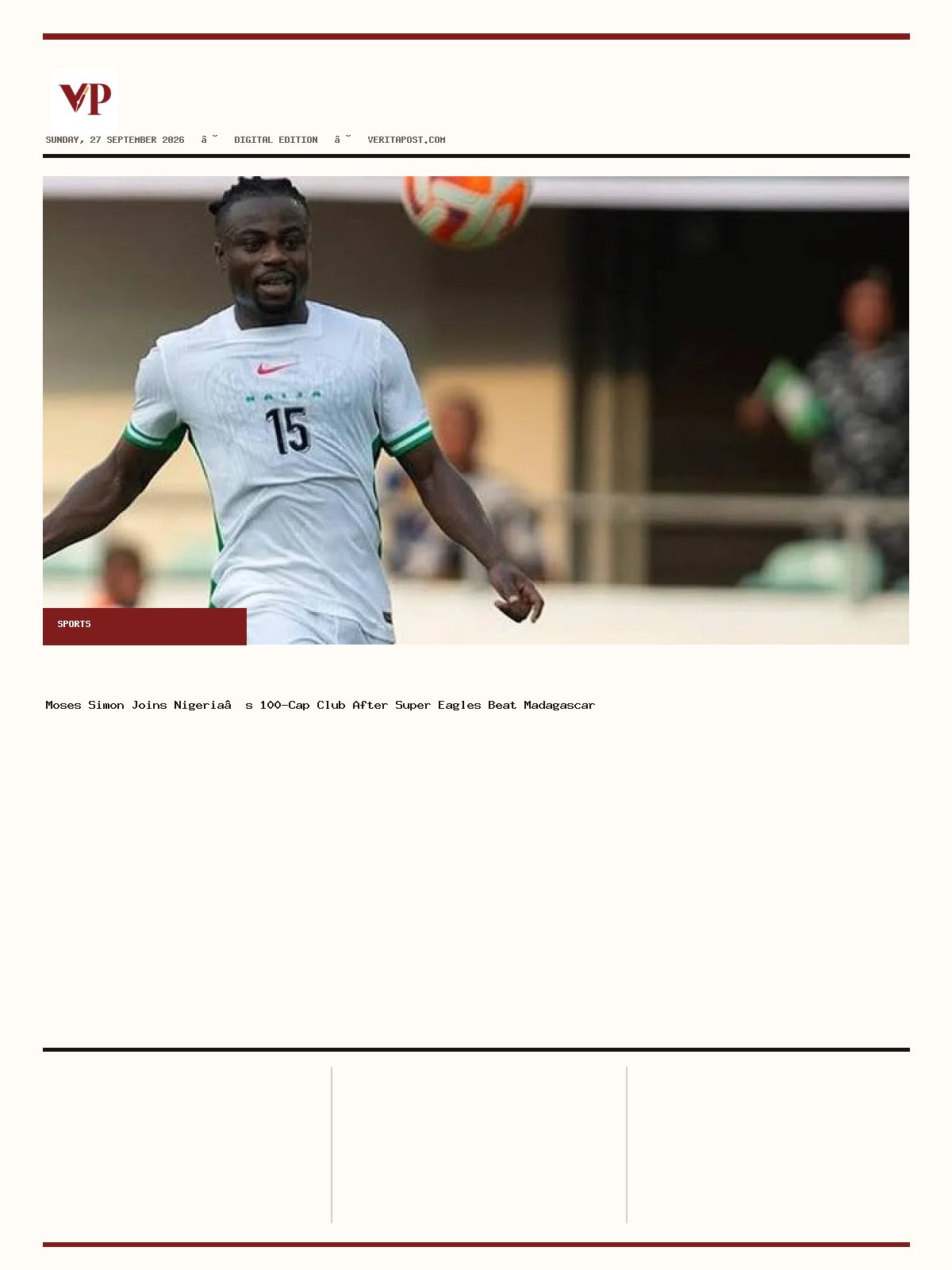 Generated front page of Verita Post E-Paper