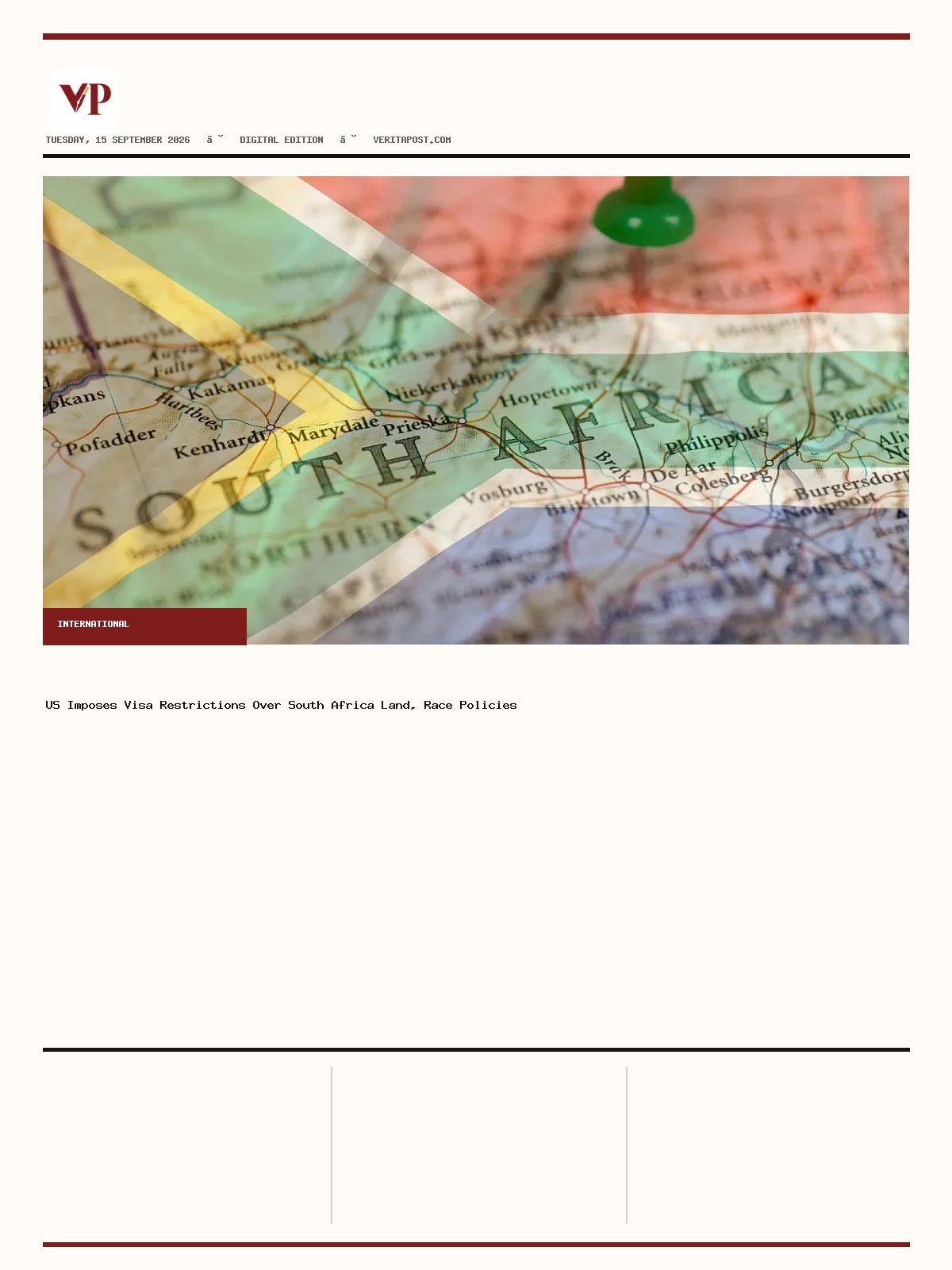 Generated front page of Verita Post E-Paper