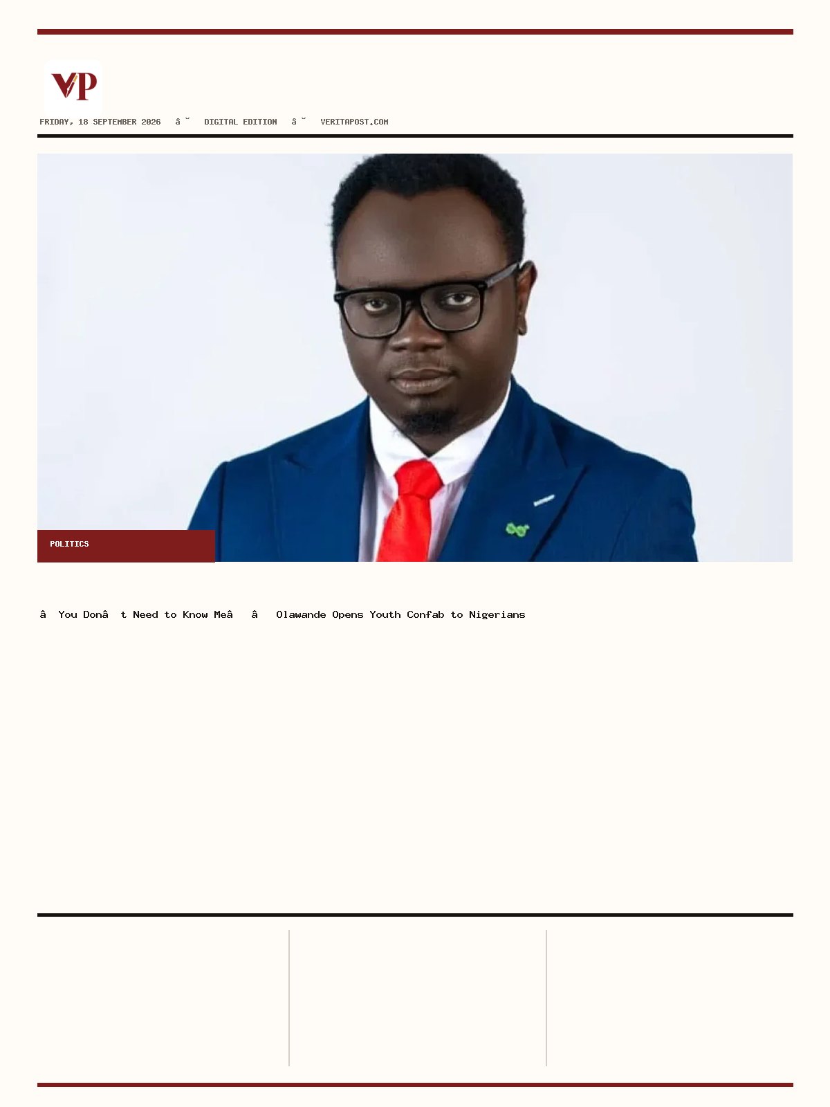 Generated front page of Verita Post E-Paper
